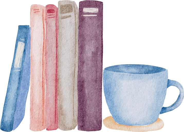 Watercolor Books with Coffee Cup