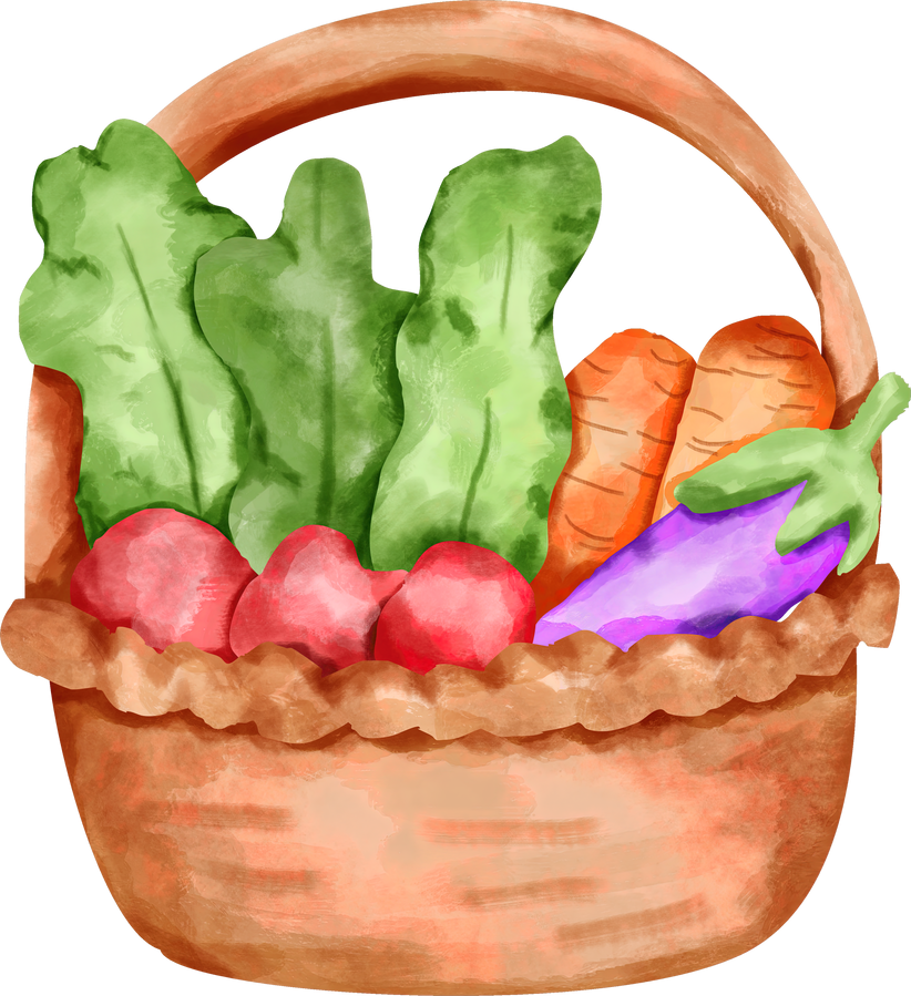 watercolor vegetable basket